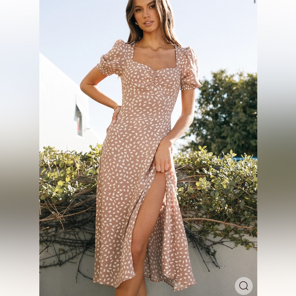 Petal & Pup Tan Floral Midi Dress